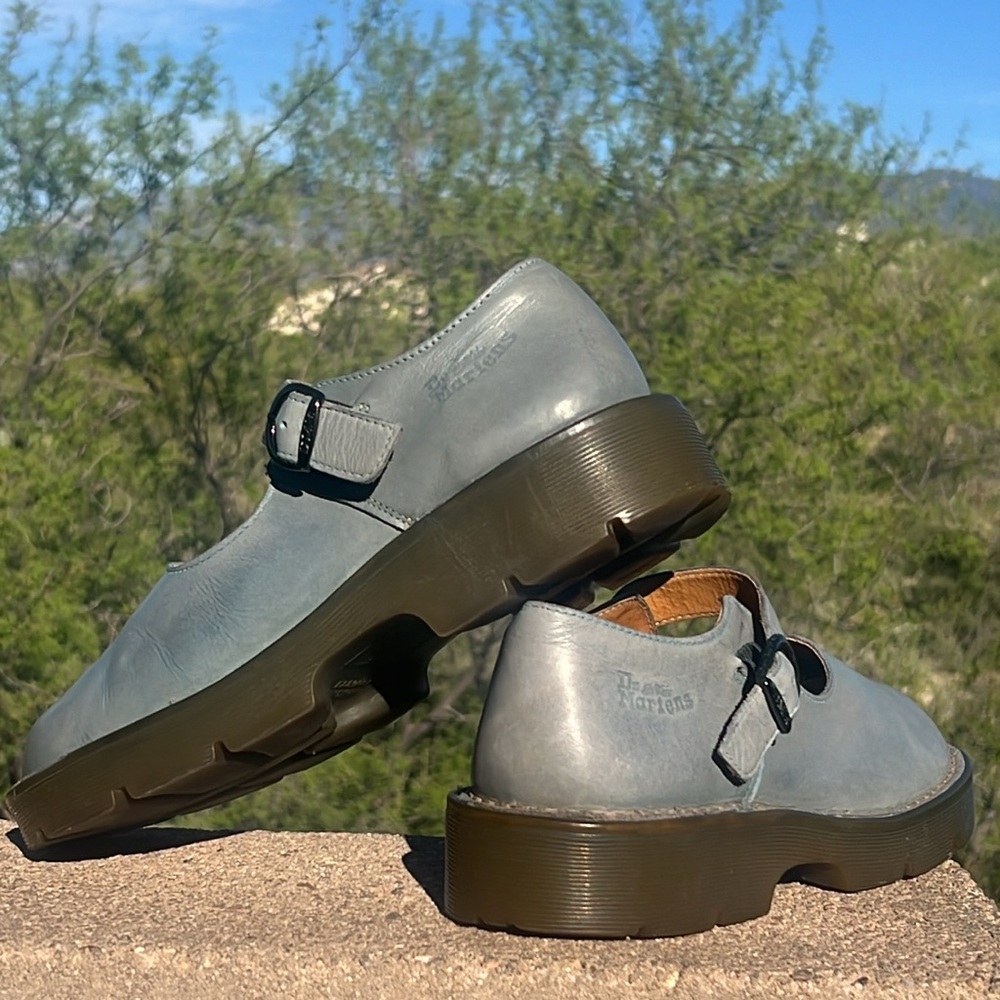 🏴 Blue Gray Vintage MIE Dr. Martens Chunky Mary Jane UK 7 EC❣️ - Picture 16 of 17